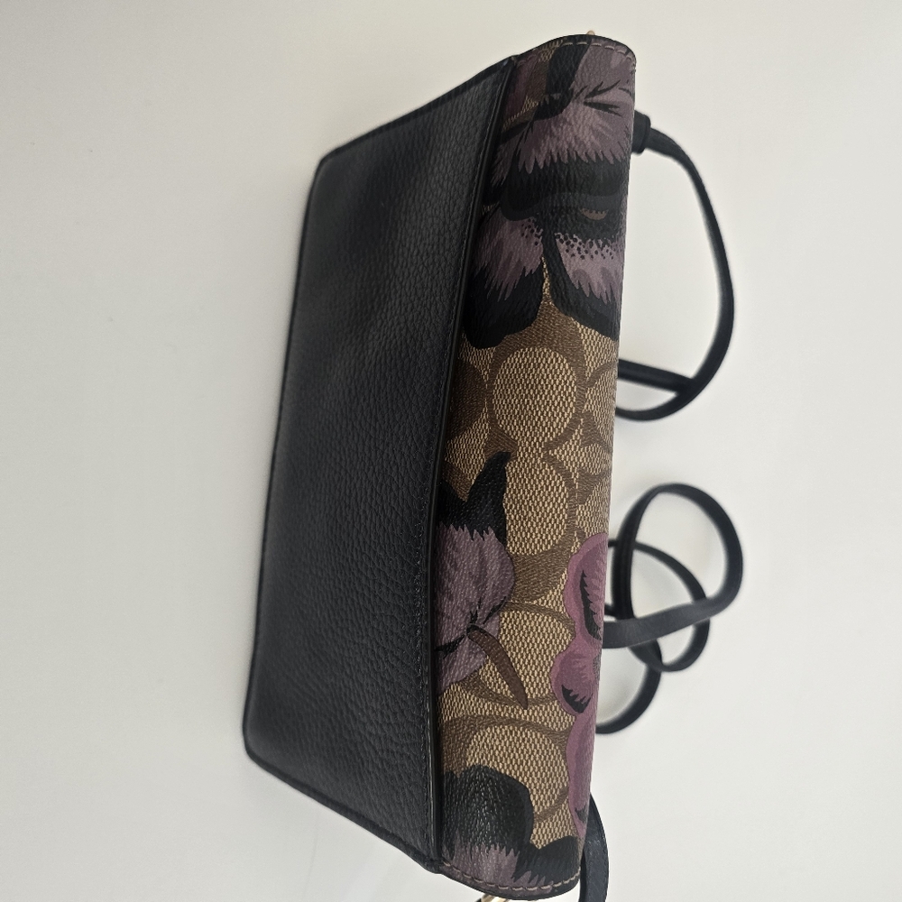 Coach Anna Foldover Crossbody Clutch Signature Kaffee Fassett Floral Print - Picture 4 of 4
